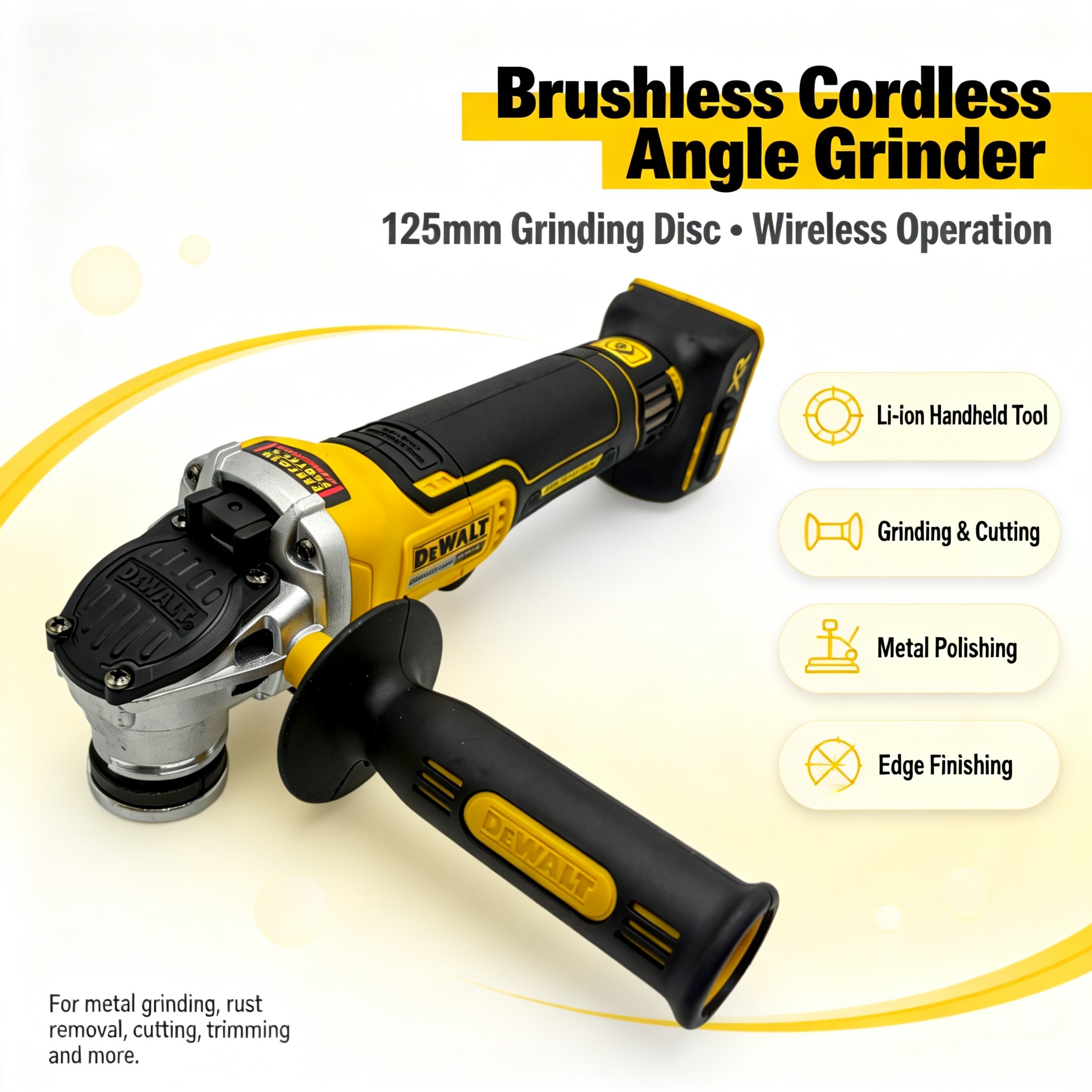 Brushless Angle Grinder Battery Powered - DEWALT DCG406 9000RPM Brushless Cordless Angle