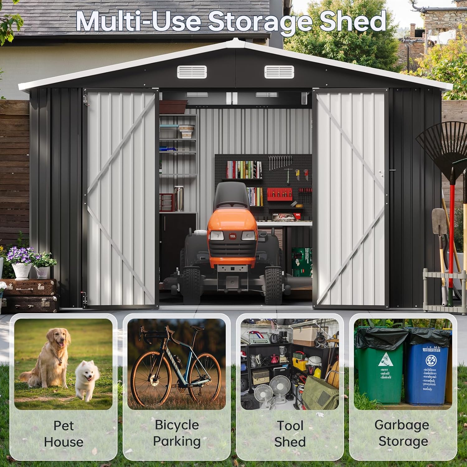 10x12FT Outdoor Storage Shed W - огляд і ціна Garden Tools