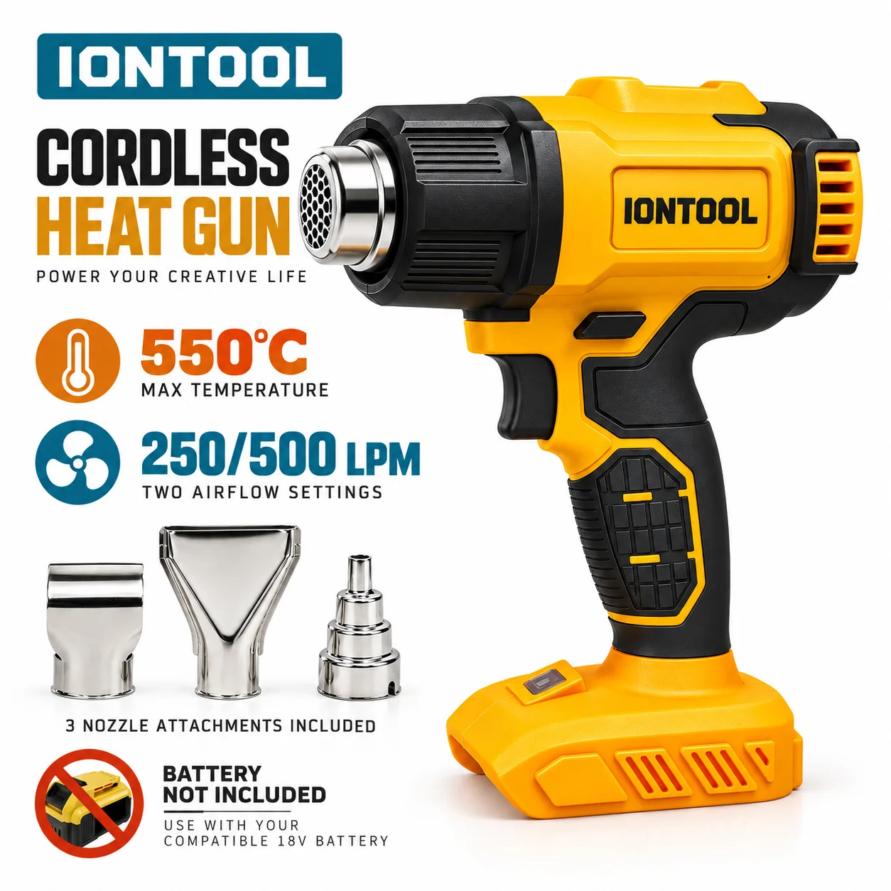 IONTOOL Yellow Cordless Heat G - огляд і ціна Cordless Heat Gun For Shrink Tubing