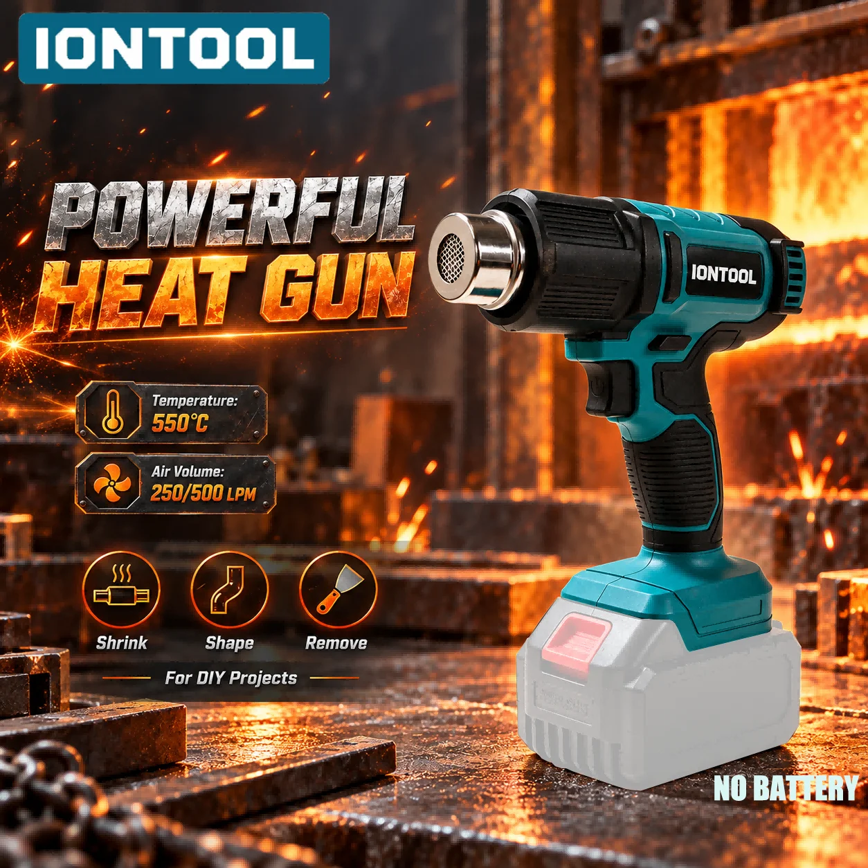 IONTOOL Cordless Heat Gun 550℃ - огляд і ціна Cordless Heat Gun For Shrink Tubing